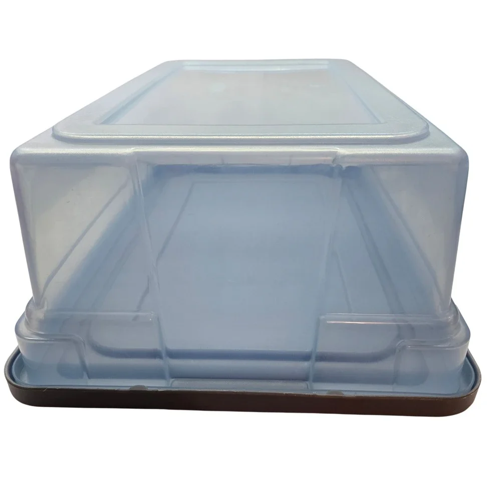 Vintage Rubbermaid Sheer Storage Box Dark Blue & Clear #0135